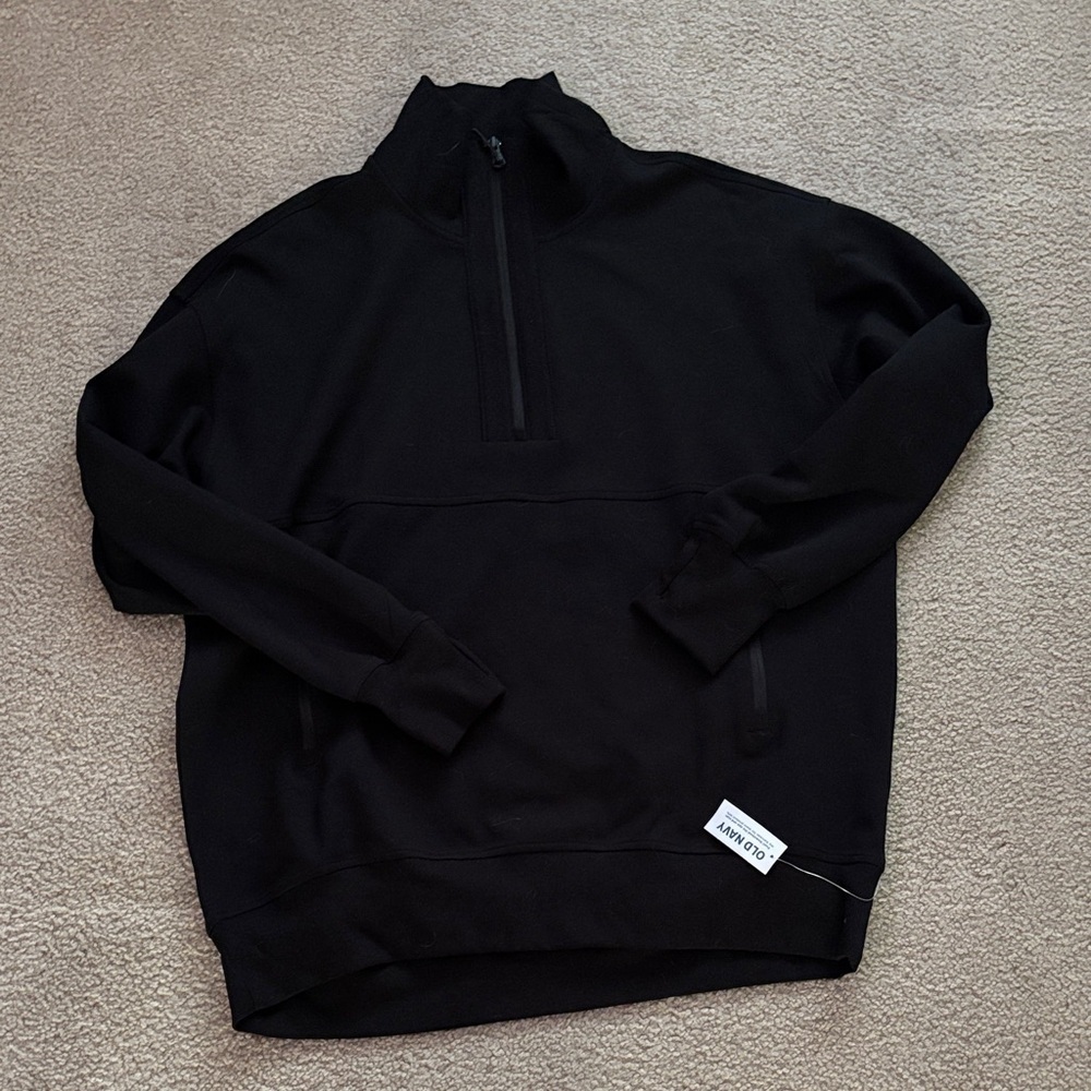 Old Navy Active Black Dynamic Fleece Quarter Zip-Up Sweater size small